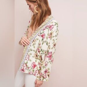 Anthropologie Akemi + Kin Floral Long Sleeve Open Short Kimono Cardigan One Size